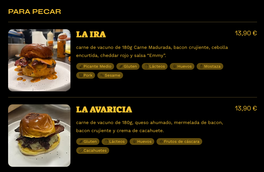Categorías de carta con nombres poco evidentes